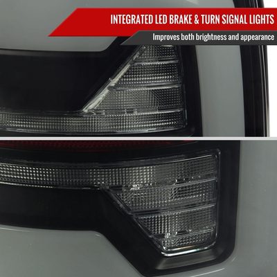 2007-2009 Dodge RAM 1500/2500/3500 White LED Bar Tail Lights Matte Black/Smoke