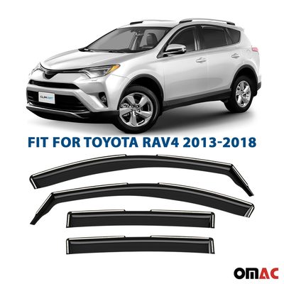 Clim Art Wind Deflectors for Toyota RAV4 2013-2018 Shatterproof Dark Smoke 4 Pcs