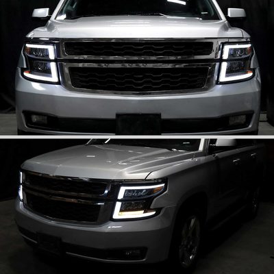For Chevrolet Tahoe 2015-2020 Full LED DRL Sequential Headlights Matte Black Housing Smoked Lens