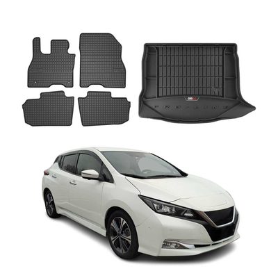 2018-2025 Nissan Leaf Premium Floor Mats & Cargo Liner Full Set All Weather Heavy Duty Black
