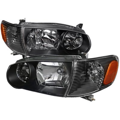 2001-2002 Toyota Corolla Factory Headlights w/Corner Lights Matt Black/Clear