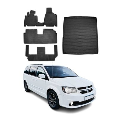 2008-2020 Dodge Grand Caravan Floor Mats & Cargo Liner Full Set All Weather Black