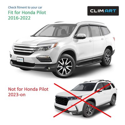 Clim Art Wind Deflectors for Honda Pilot 2016-2022 Tape-On Dark Smoke 6Pcs