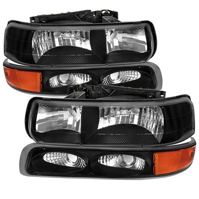 1999-2002 Chevy Silverado/ Tahoe/Suburban Factory Headlights Bumper Black