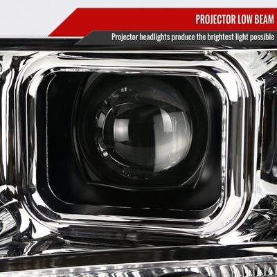 2008-2010 Ford F-250 F-350 F-450 LED C-Bar Projector Headlight Chrome/Clear