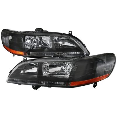 1998-2002 Honda Accord Factory Crystal Headlights Amber Reflector Matt Black