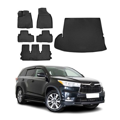 2014-2019 Toyota Highlander Floor Mats & Cargo Liner Full Set All Weather Black