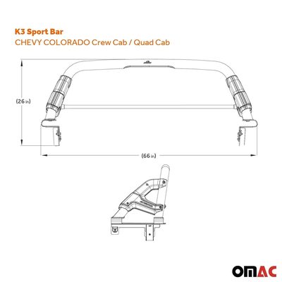 2016-2023 Chevrolet Colorado Crew Cab Sports bar Bar Rack Head Cargo Bed