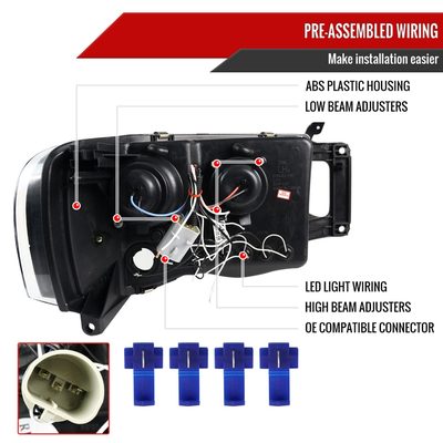 2002-2005 Dodge RAM 1500/ 03-2005 RAM 2500 3500 Dual Halo Headlights Smoke