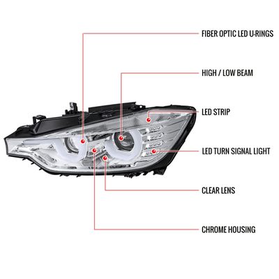 2012-2015 BMW F30 3 Series Sedan Dual LED Headlights LED Signal Chrome