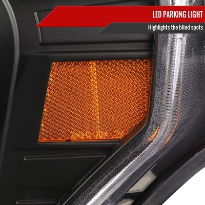 2009-2014 Ford F-150 LED C-Bar Projector Headlights Matte Black/Clear Lens