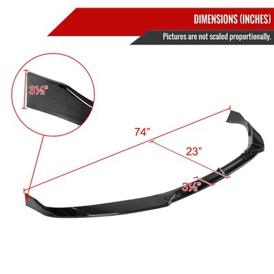 2016-2020 Tesla Model S Glossy Black 3Pcs Front Bumper Lip Splitter Kit