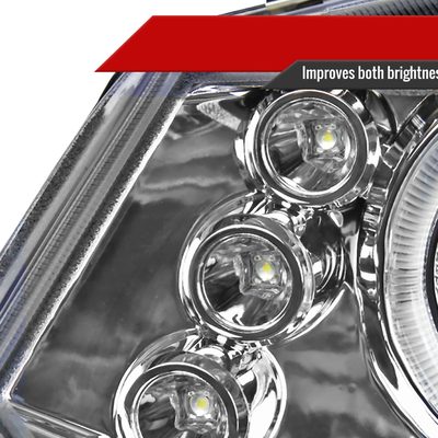 2006-2011 Honda Civic Coupe Dual Halo Projector Headlights Chrome/Clear Lens
