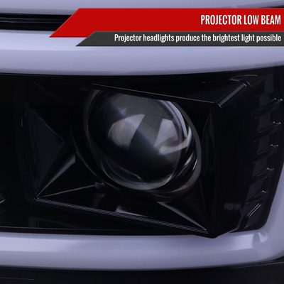 2008-2010 Ford F-250/350/450/550 LED Signal Bar Projector Headlights Smoke