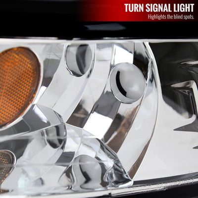 1999-2004 Ford Mustang LED Bar Factory Headlights Amber Reflector Chrome