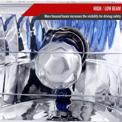 Universal 4"x6" H4 Crystal Headlights Chrome Housing/Glass Lens