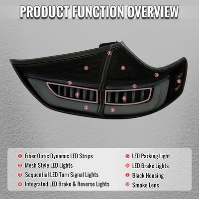 For Toyota Sienna 2015-2020 Full LED Tail Lights Sequential Signal Startup Black Housing Smoked Lens