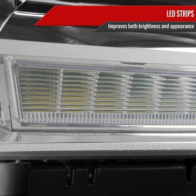 2014-2019 GMC Sierra LED Light Strip Projector Headlights Chrome/Clear Lens
