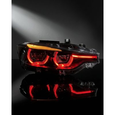 BMW 3 Series F30 / F31 / F35 V3 Smoked Triple-Color LED Headlight Assembly (White / Yellow / Red DRL) 2012 - 2018 (Replaces 63117314531)