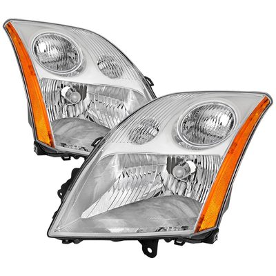 2007-2009 Nissan Sentra Factory Headlights w/Amber Reflector Chrome/Clear