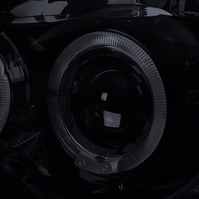 2003-2005 Dodge Neon Dual Halo Projector Headlights Glossy Black/Smoke Lens