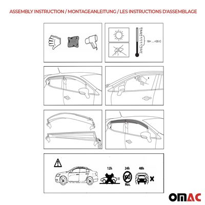 2009-2013 Toyota Corolla Sedan Window Visor Vent Rain Deflector 4Pcs Smoke