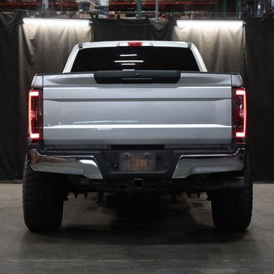 2017-2019 Ford F-250/350/450/550 Red LED Bar Tail Lights Matt Black/Clear
