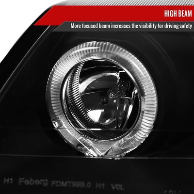 1999-2004 Ford Mustang Dual Halo V2 Projector Headlights Matte Black/Clear