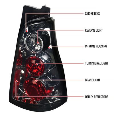 2003-2005 Toyota 4Runner Tail Lights Chrome Housing/Smoke Lens