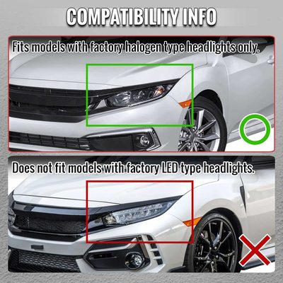 For Honda Civic 2016-2021 Projector Headlights Sequential DRL Glossy Black Housing Smoked Lens