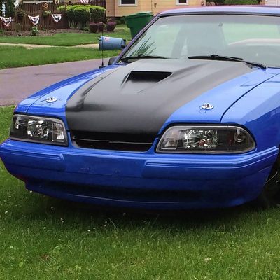 1987-93 Ford Mustang Factory Style Crystal Headlights Matte Black/Clear Lens