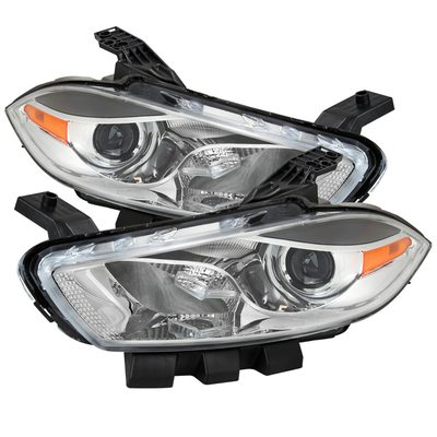 2013-2016 Dodge Dart Factory Headlights w/Projector High/Low Beam Chrome/Clear