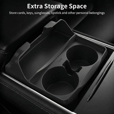 Silicone Center Console Cup Holder Insert for Model 3 & Model Y | Anti-Spill
