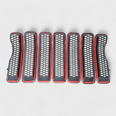 2018-2023 Jeep Wrangler JL Grille Overlay Gloss Black 7Pcs ABS Plastic