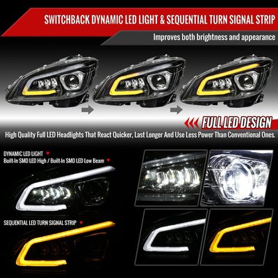 2008-2011 Mercedes Benz W204 C-Class Full LED Projector Headlights Black