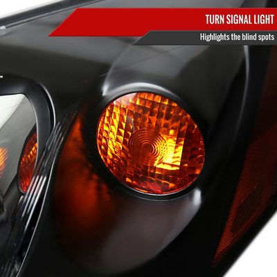 2005-2010 Pontiac G6 Factory Headlights w/Amber Reflectors Matt Black/Clear