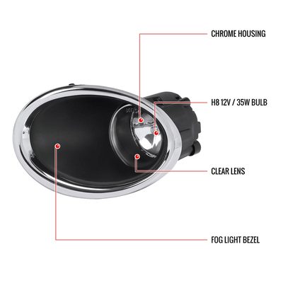 2017-2018 Nissan Rogue Sport H11 Fog Lights Kit Chrome Housing/Clear Lens