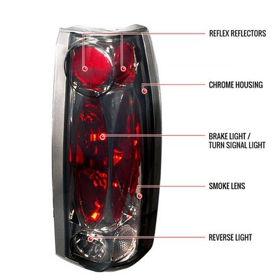 1988-2000 Chevy Silverado/Tahoe/Suburban/Sierra/Yukon Tail Lights Chrome/Smoke
