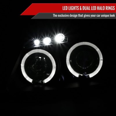 2005-2010 Chevy Cobalt Pontiac G5/Pursuit Dual Halo Projector Headlights Black
