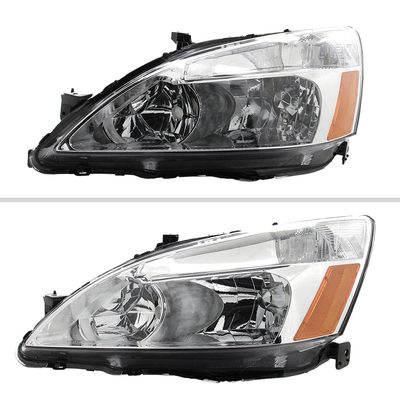 2003-2007 Honda Accord Factory Style Headlights w/Amber Reflector Chrome/Clear