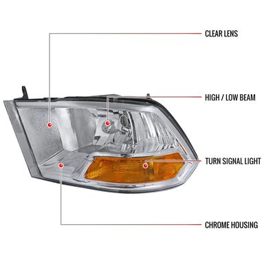 2009-2018 Dodge RAM 1500 / RAM 2500 3500 Factory Dual Headlights Chrome