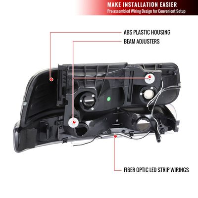 1999-2002 Chevy Silverado 1500 2500 /Tahoe Suburban LED Headlights Black
