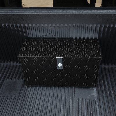Universal 24" Heavy Duty Black Aluminum Tool Box w/ Side Handles Lock & Keys