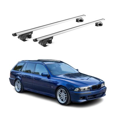 1997-2010 BMW 5 Series E39 E61 Wagon Roof Rack Cross Bars Silver