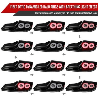 2003-2007 Infiniti G35 Coupe White LED Halo Signal Tail Light Matt Black/Clear