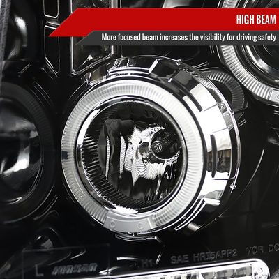 2009-2014 Ford F-150 Dual Halo Projector Headlights Jet Black/Clear Lens