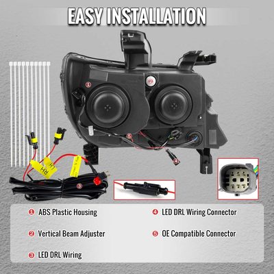 For Chevrolet Colorado 2015-2022 Factory Style Headlights Switchback LED Bar Turn Signal Black Housing Clear Lens
