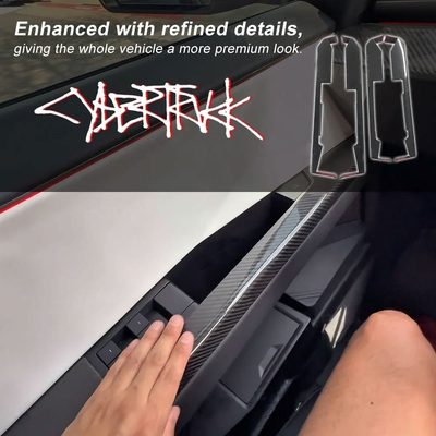 Cybertruck Lower Door Panel Armrest Overlays | Real Molded Carbon Fiber (4-Piece Set)