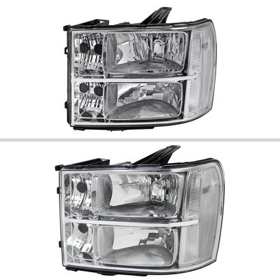 2007-2014 GMC Sierra Factory Style Headlights Clear Reflector Chrome/Clear