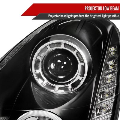 2005-2006 Infiniti G35 Sedan Halo Projector Headlights SMD LED Light Black